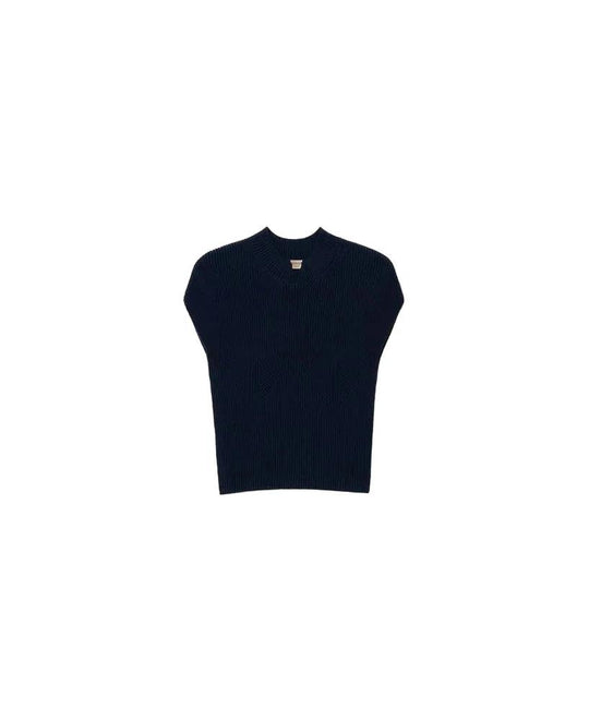 Kurzärmeliger Strickpullover aus Viskose und Stretch