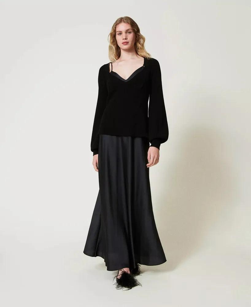 Schwarzes Slipdress mit von der Marke TWINSET