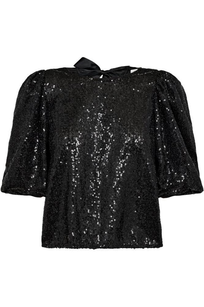 Bluse mit schwarzen Pailletten