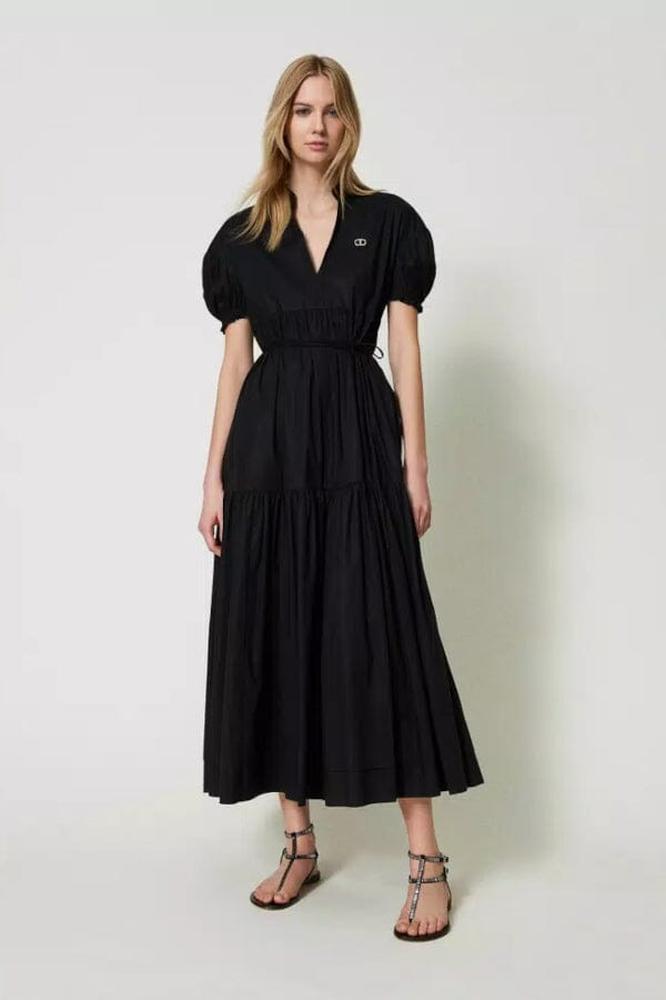 Maxikleid aus Stretchpopeline