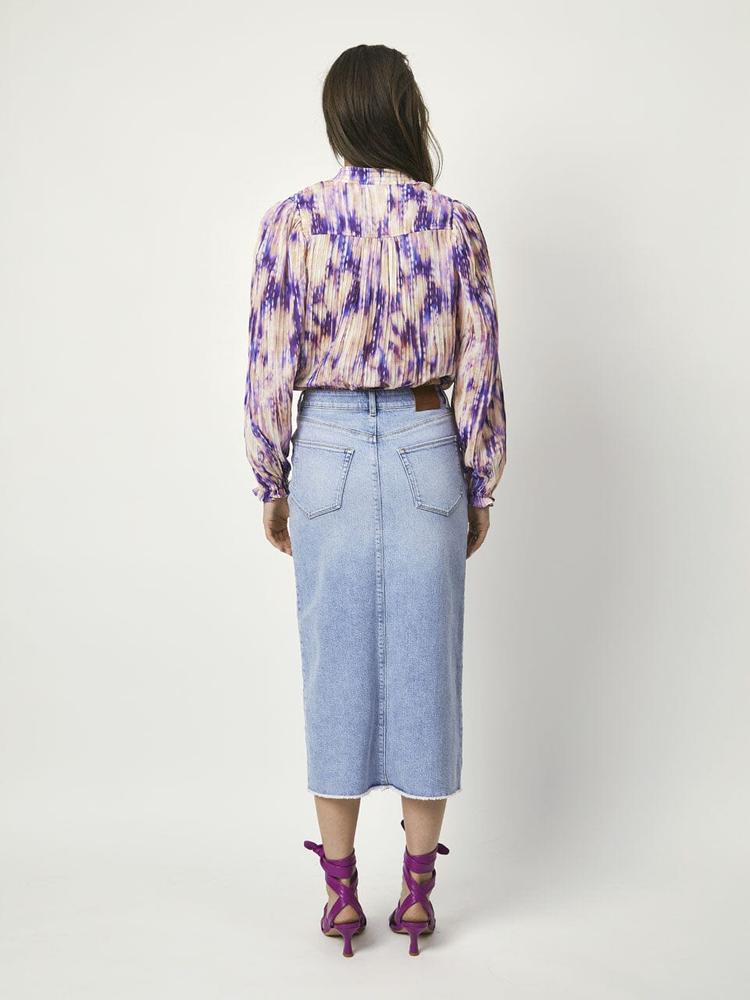 Midi-Jeansrock mit langem Schlitz