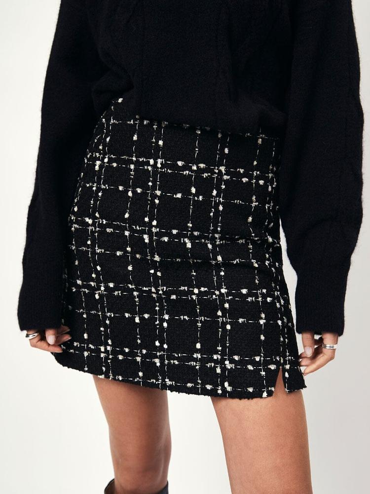 Schwarzer Tweed Rock