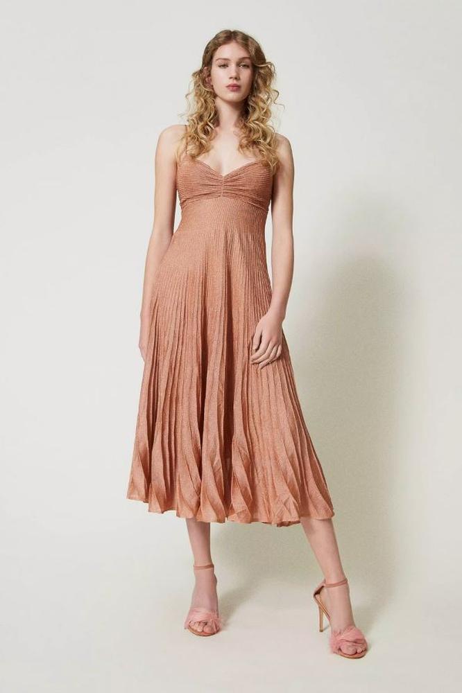 Slipdress aus Lurexgarn mit zarter Raffung
