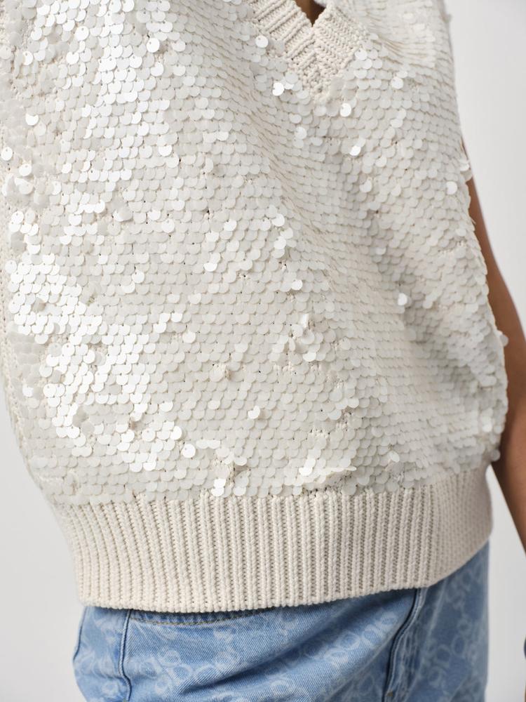 Dante6 Ezra Sequins Sweater in Butter Cream